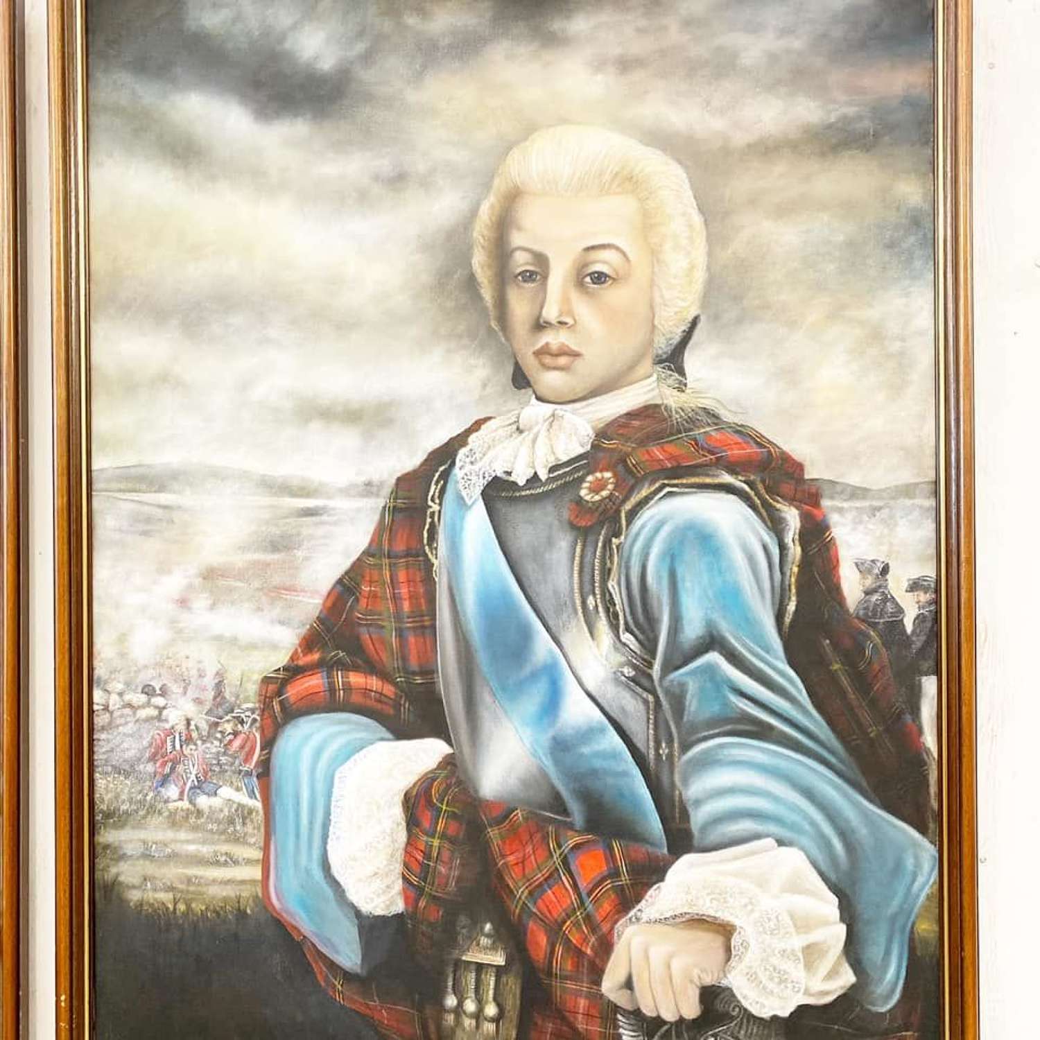 Large Oil on Canvas Bonnie Prince Charlie
