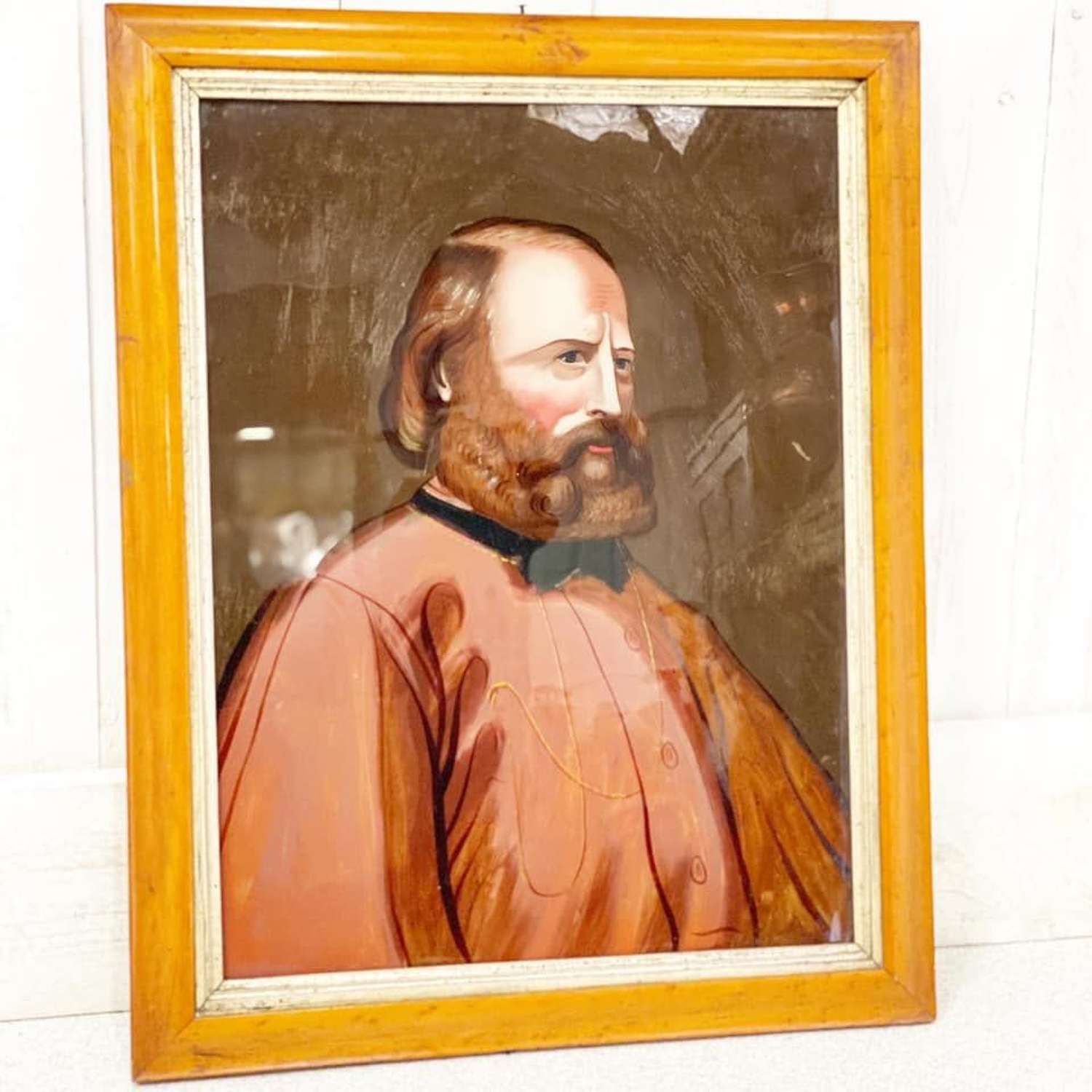 Giuseppe Garibaldi Reverse Oil on Glass Painting
