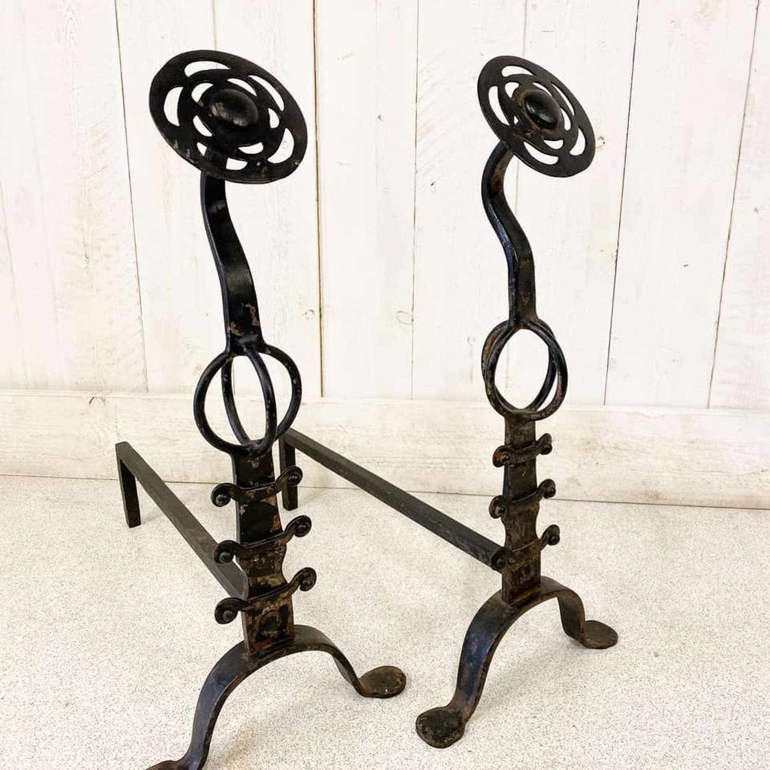 Pair of Arts and Crafts Hand Irons