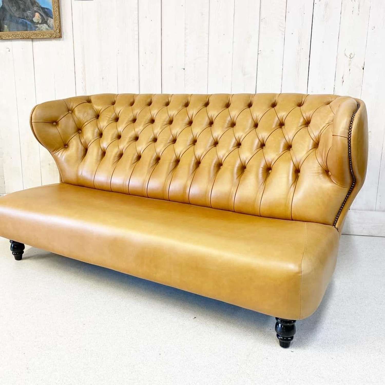 Vintage Tan Leather Sofa