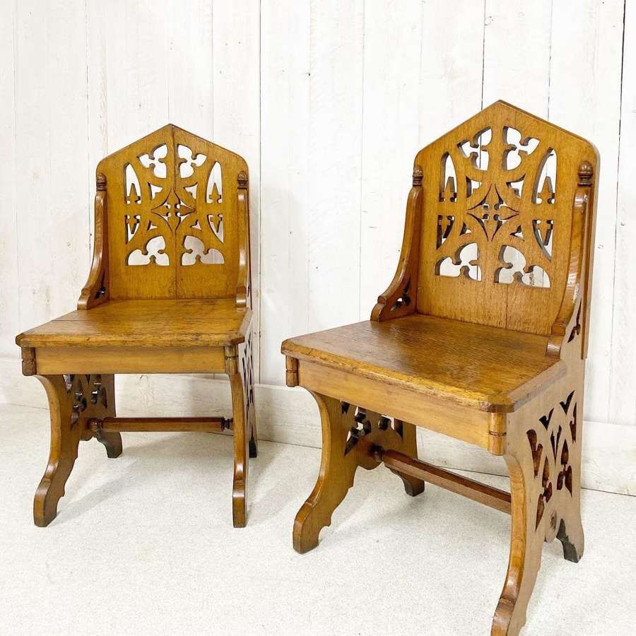 Pair of Oak Gothic Revival Chairs