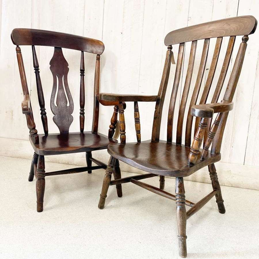 Pair of Fireside Victorian Low Chairs