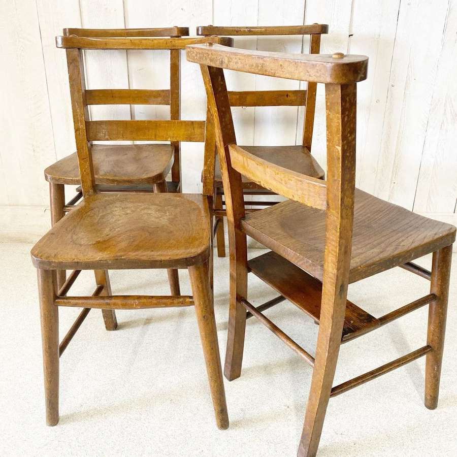 Victorian Chapel Chairs Set of 4
