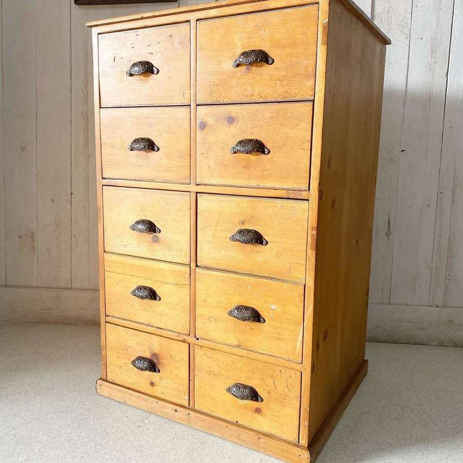 Victorian Pine Bank of Drawers