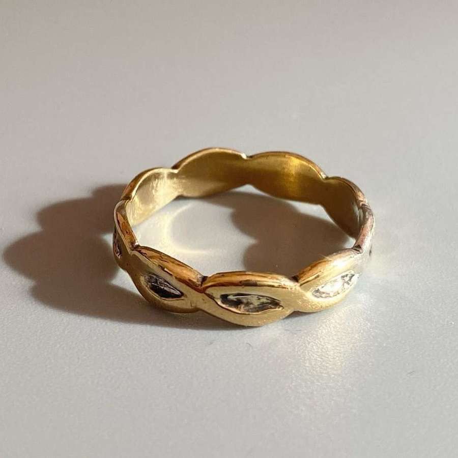 Silver Gilt Band Ring Size P