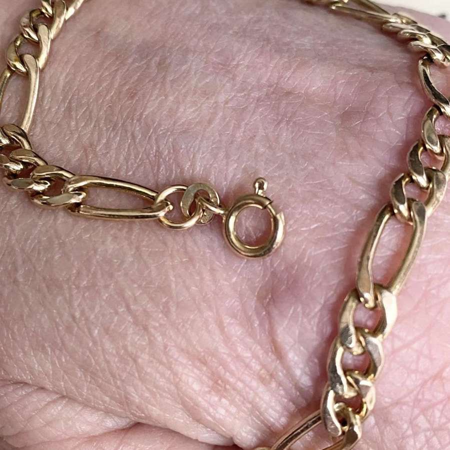 9ct Gold Figaro Bracelet 3.7g
