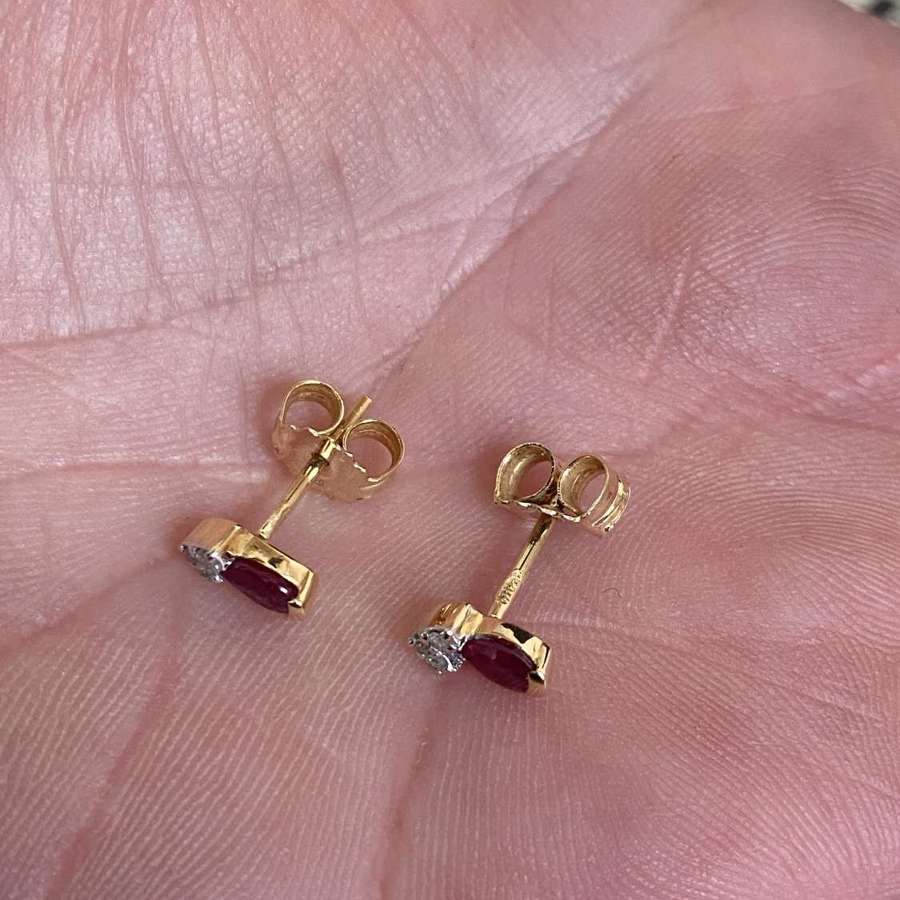 18ct Gold Ruby and Diamond Earrings