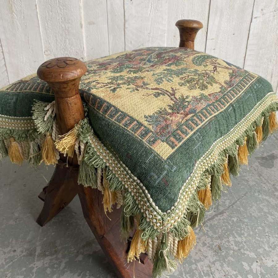 Beautiful Camel Stool With French Antique Cushion