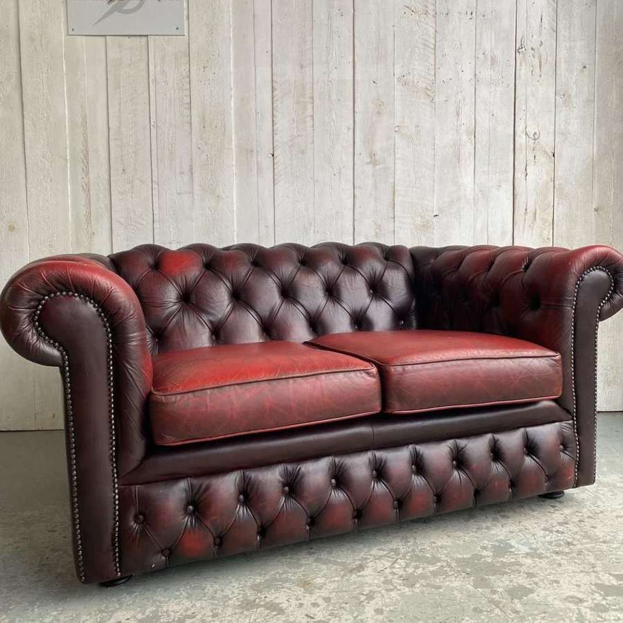 Vintage 2 Seater Leather Chesterfield