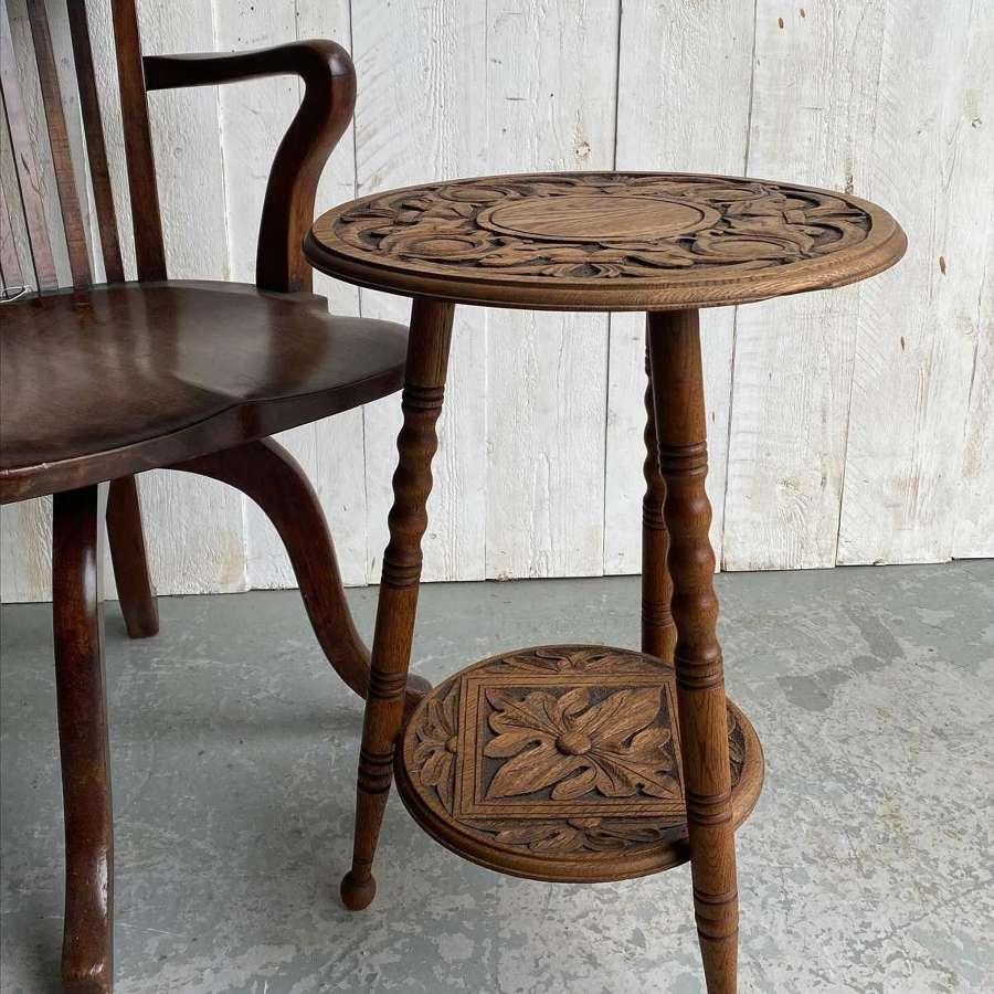 Victorian Carved Oak Side Table
